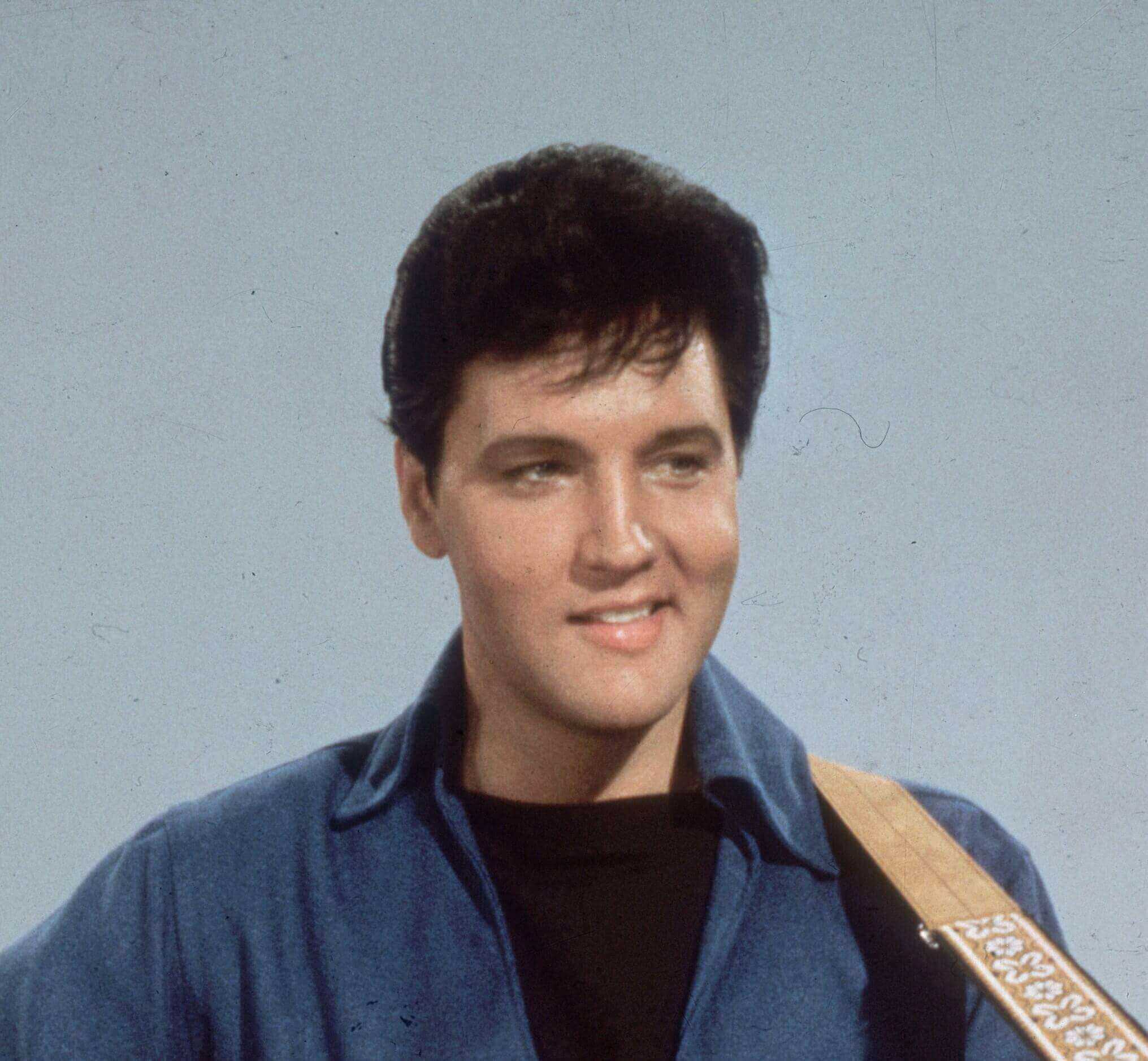 "Don't Be Cruel" singer Elvis Presley wearing blue