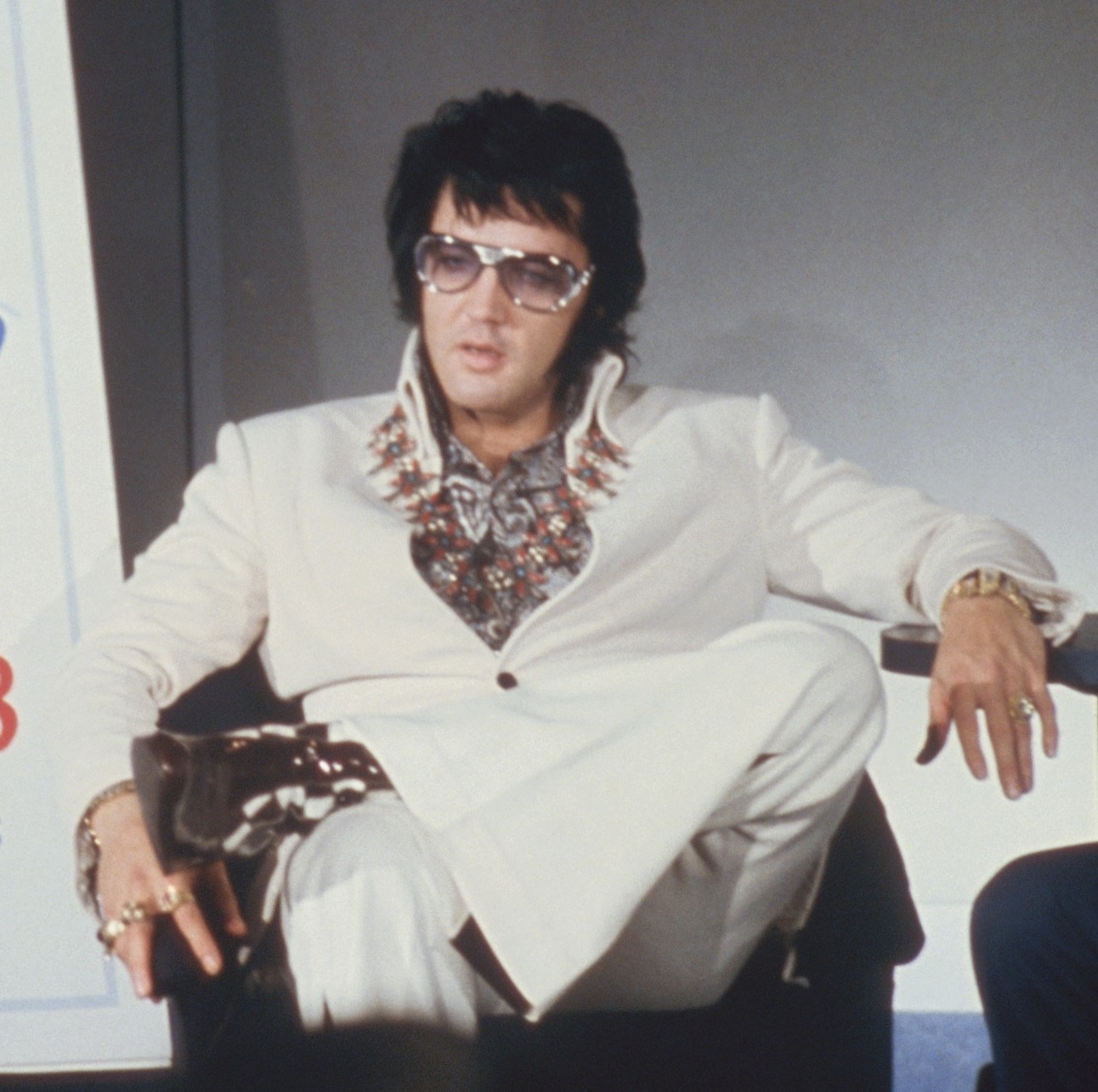 "Viva Las Vegas" singer Elvis Presley wearing white