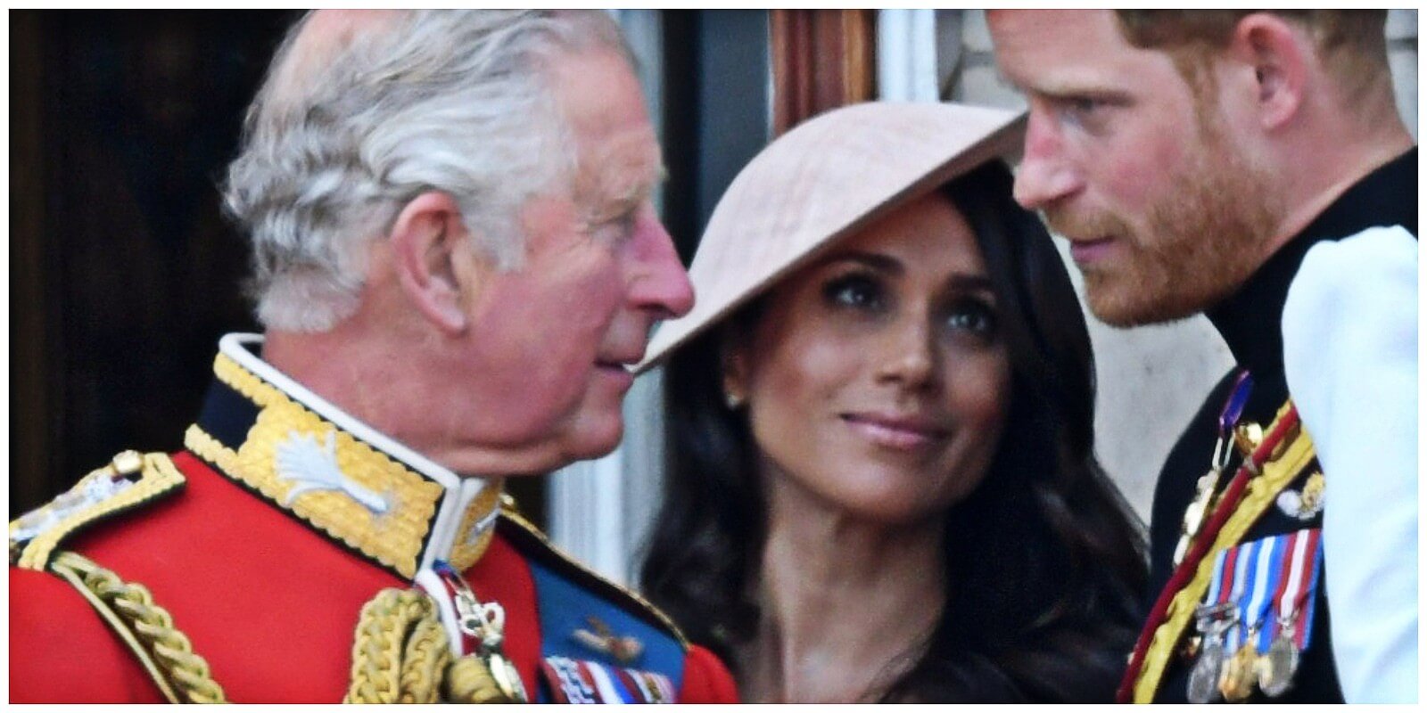 King Charles, Meghan Markle, and Prince Harry photographed in 2018.