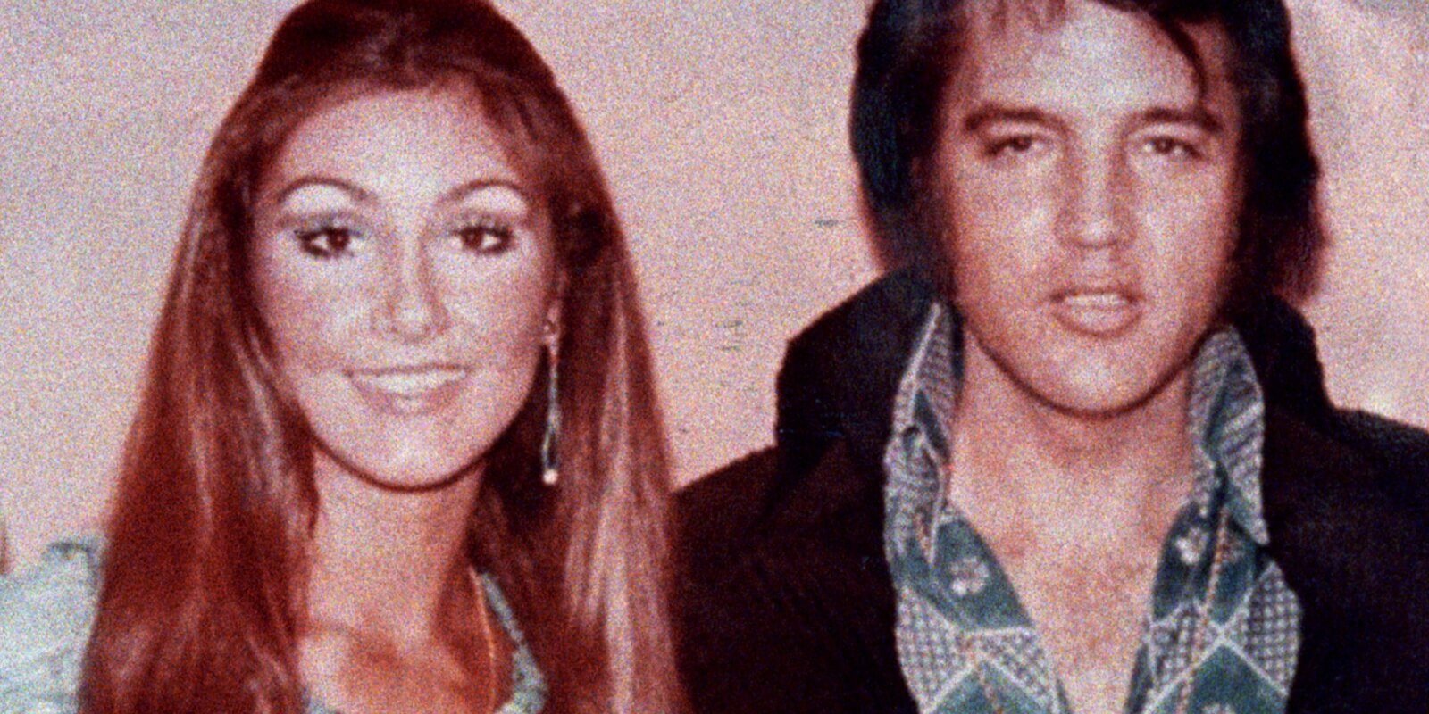 Linda Thompson and Elvis Presley pose together in the early 1970s.