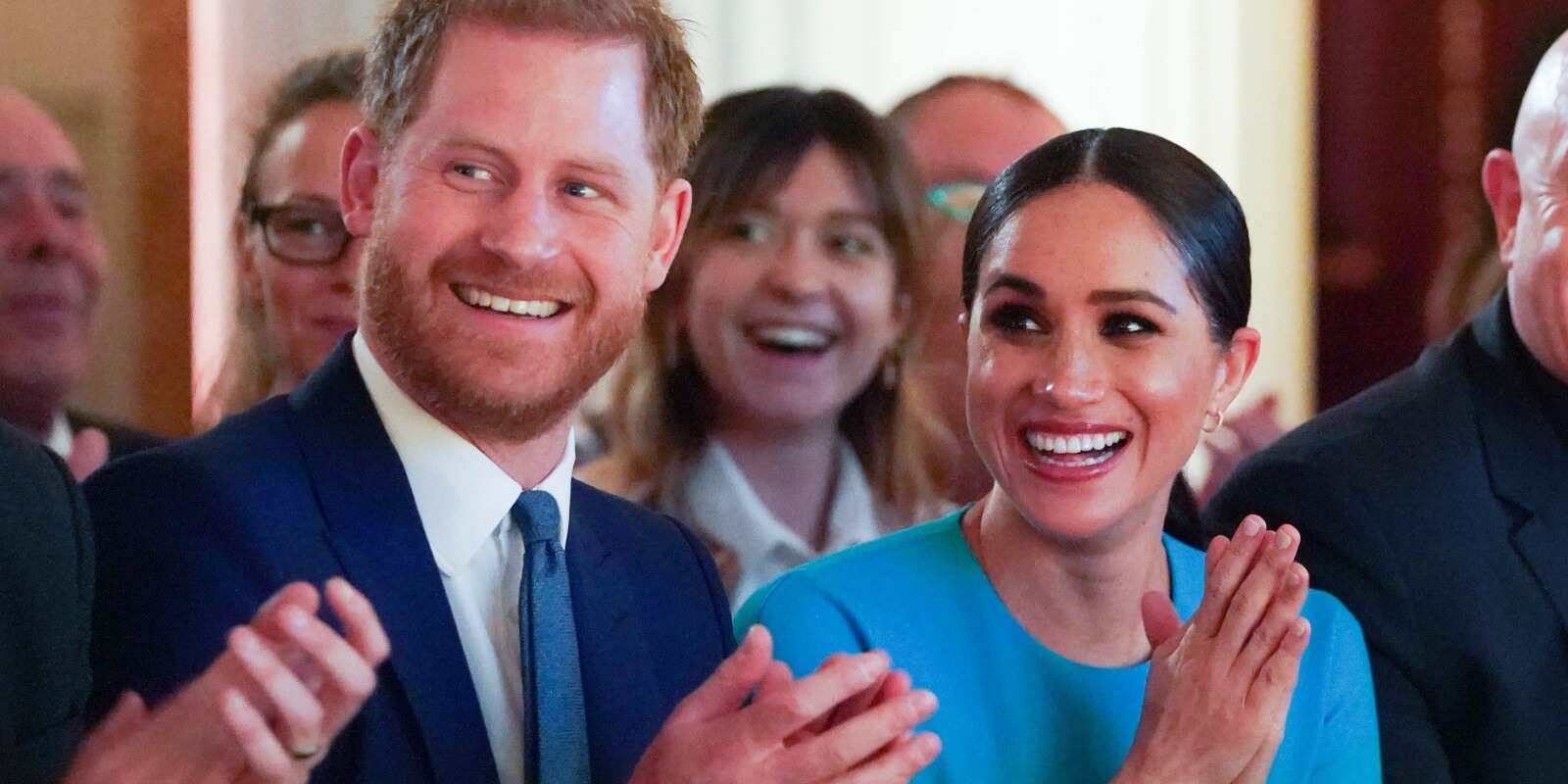 Prince Harry and Meghan Markle clapping at the annual Endeavour Fund Awards at Mansion House on March 5, 2020 in London, England.