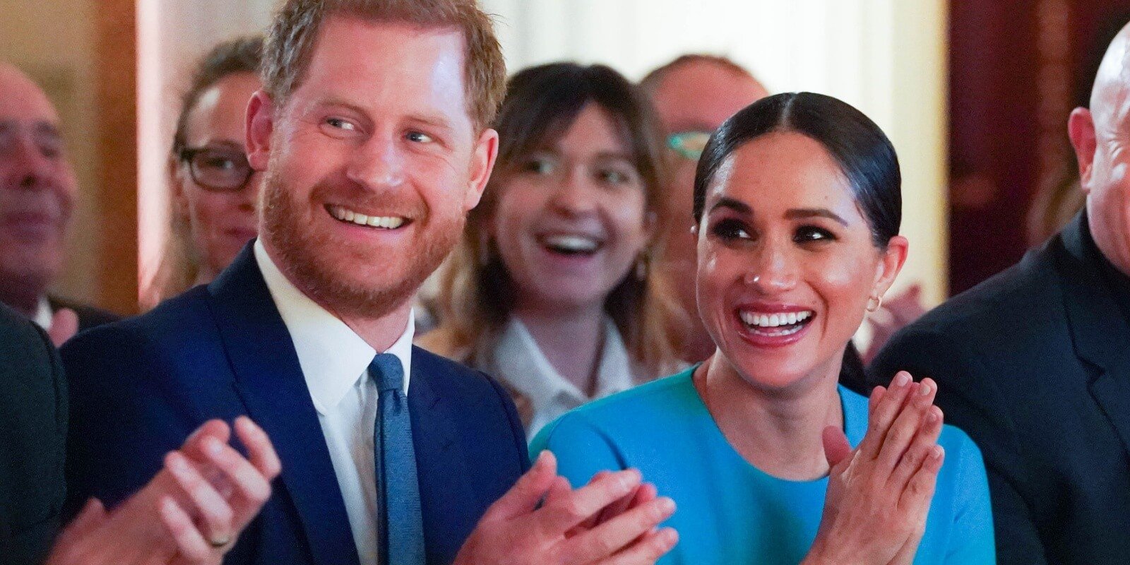Prince Harry and Meghan Markle clapping at the annual Endeavour Fund Awards at Mansion House on March 5, 2020 in London, England.