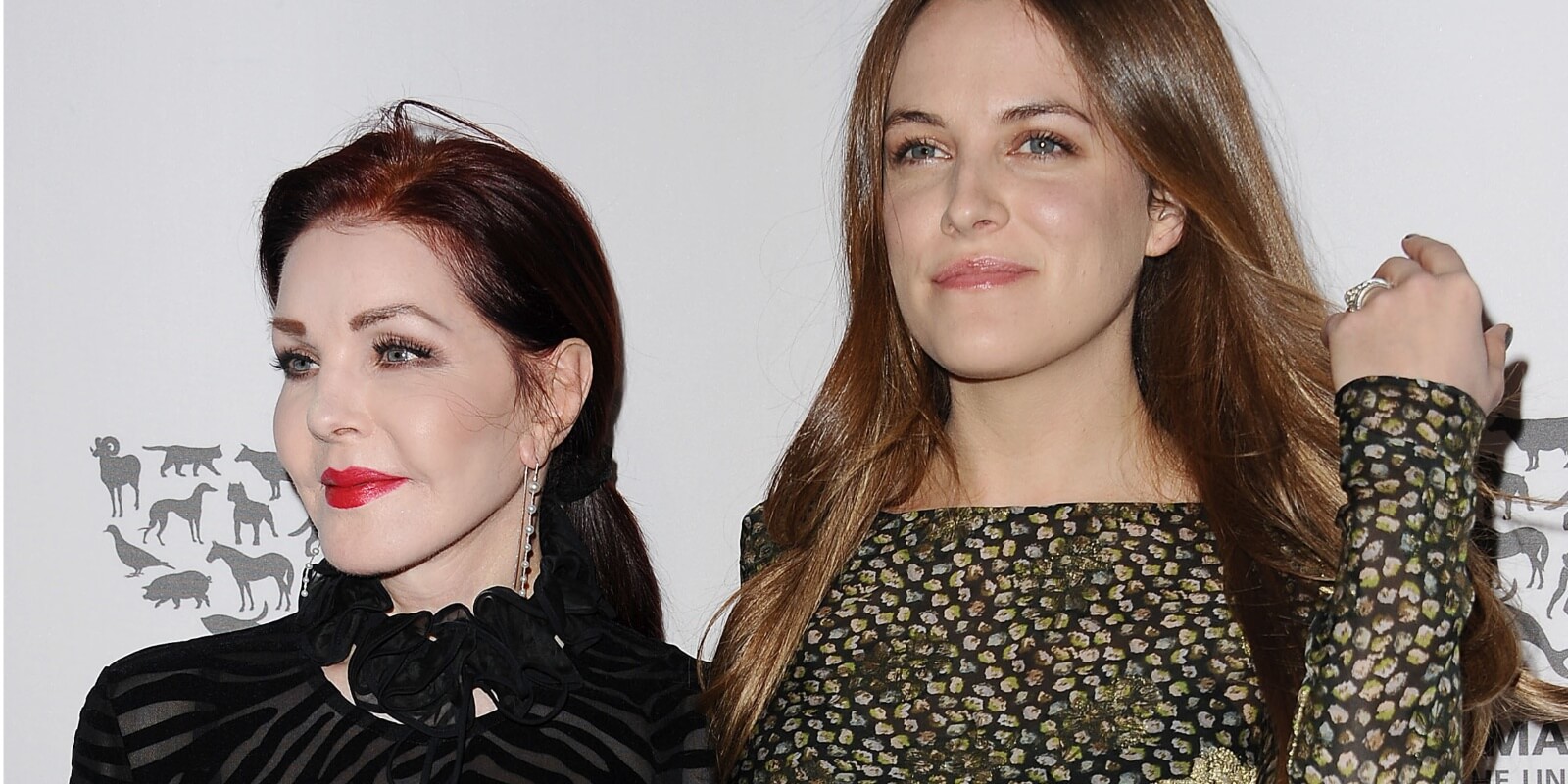 Priscilla Presley and Riley Keough photographed at a red carpet event in 2016.