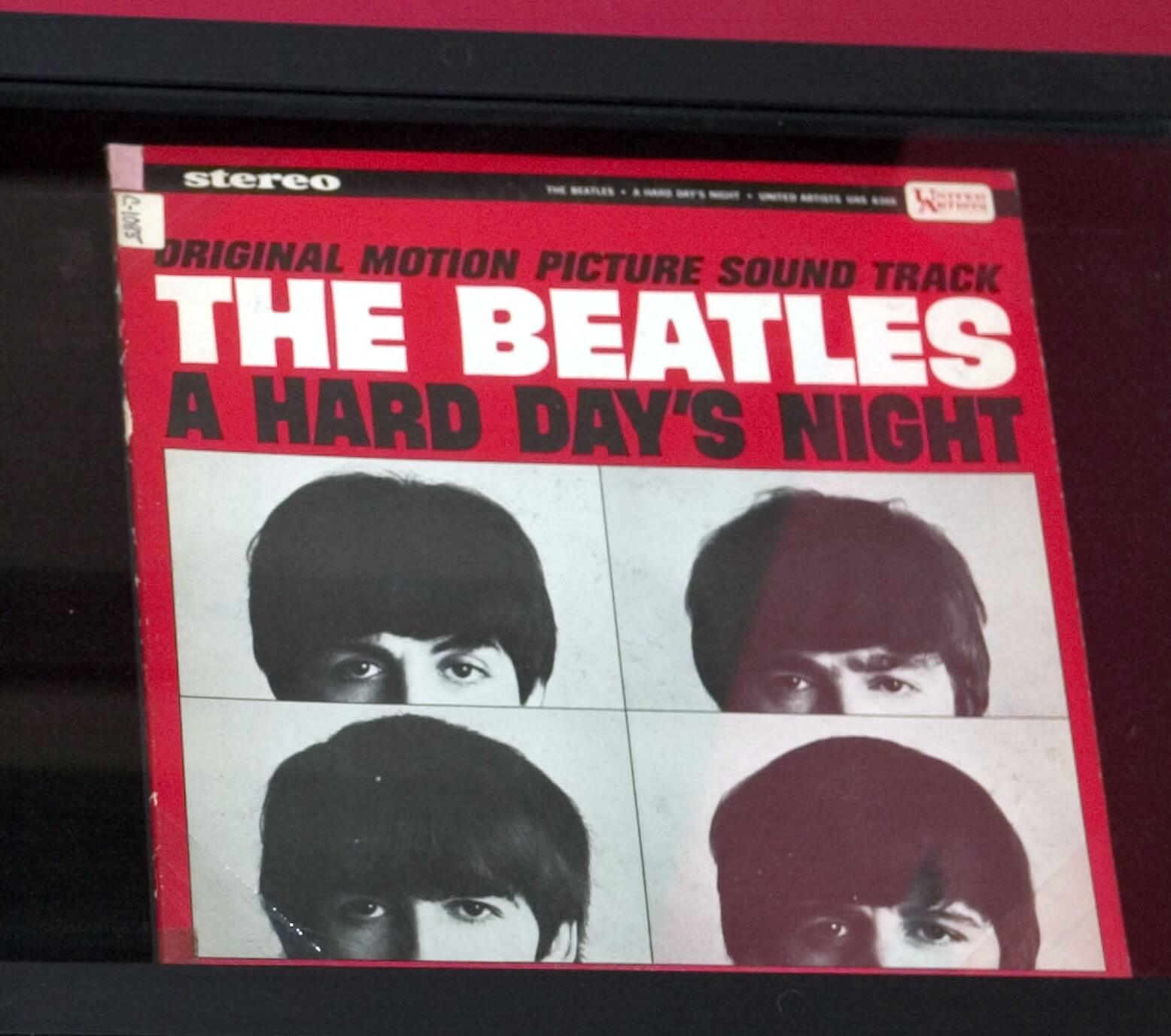 A vinyl copy of The Beatles' 'A Hard Day's Night'
