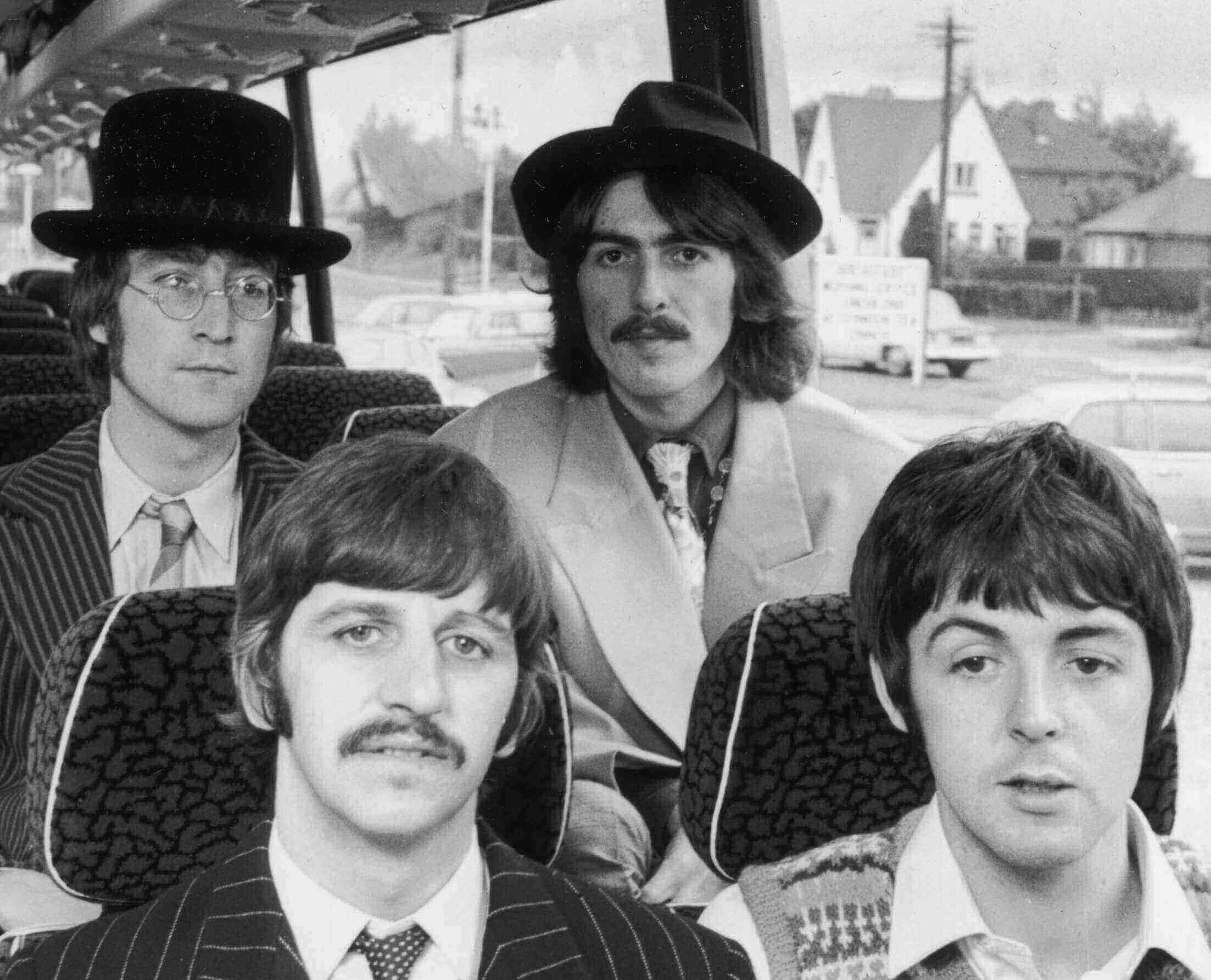 "Eleanor Rigby" era Beatles on a bus