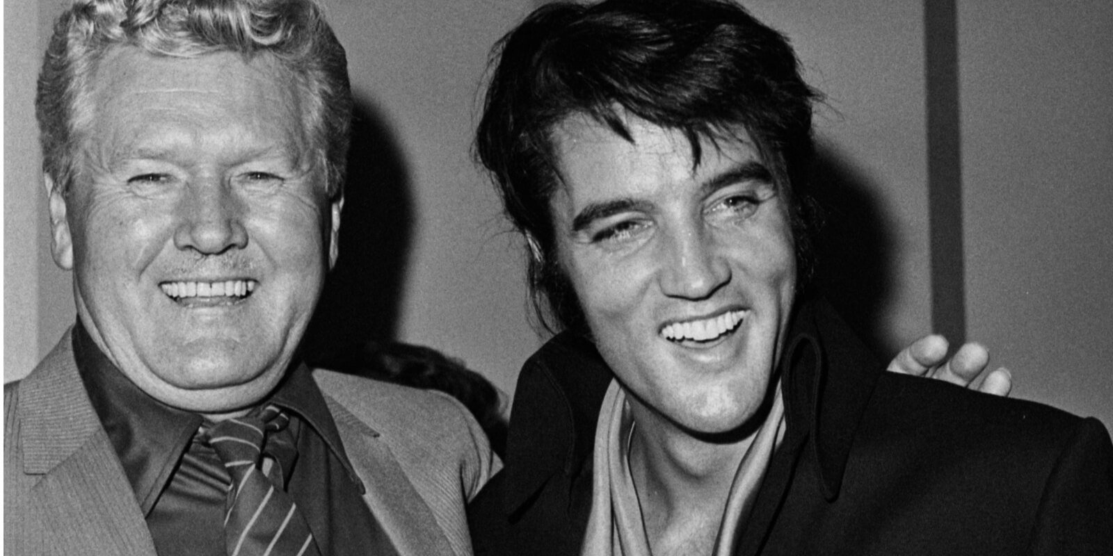 Vernon Presley and Elvis Presley pose together in 1969.