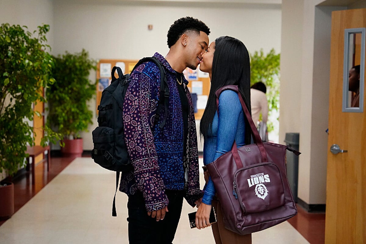 Couple kissing in 'All American: Homecoming' Season 2