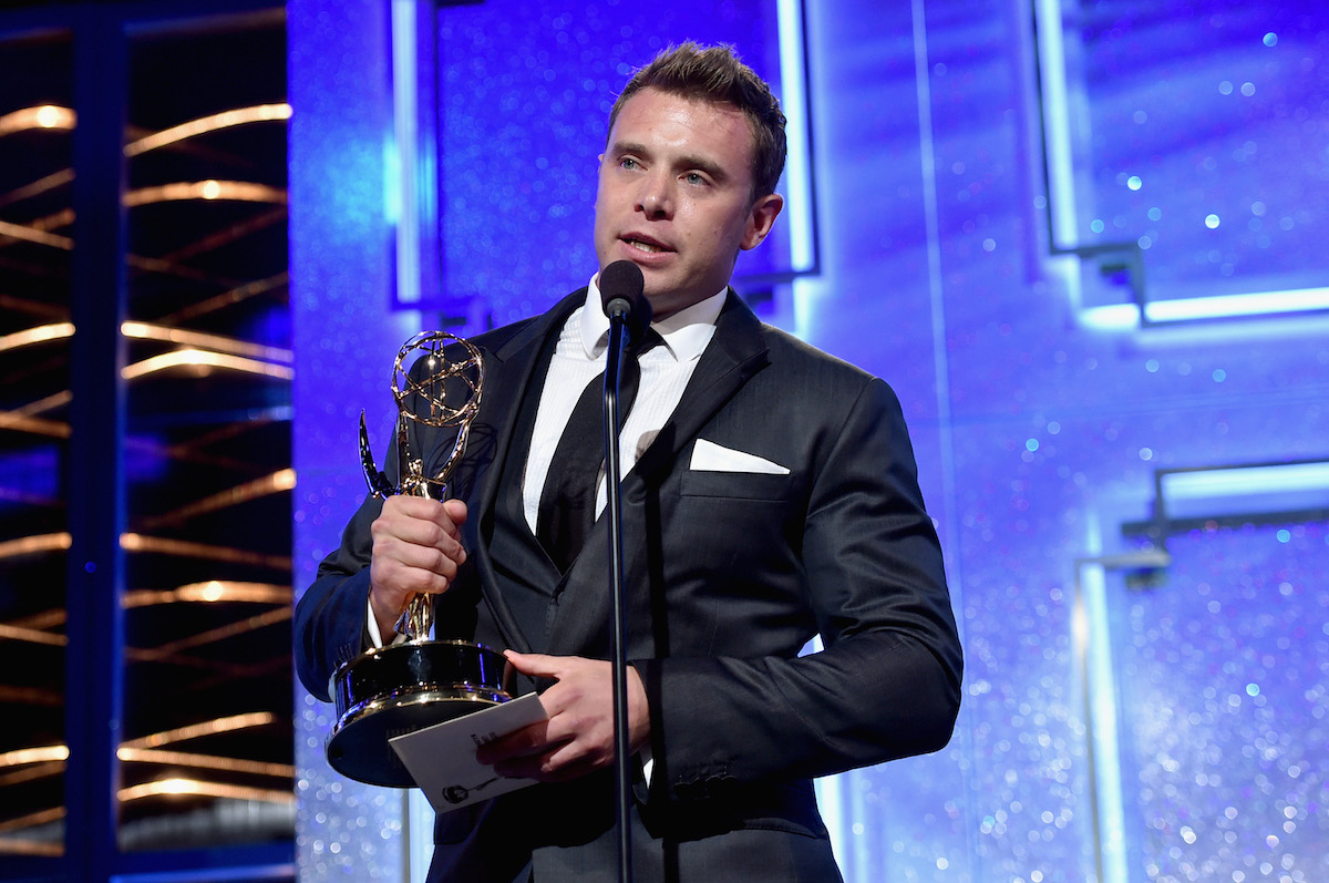 Billy Miller holding his Daytime Emmy award for 'The Young and The Restless'