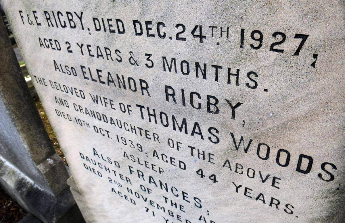 A photo of the real Eleanor Rigby's gravestone. 
