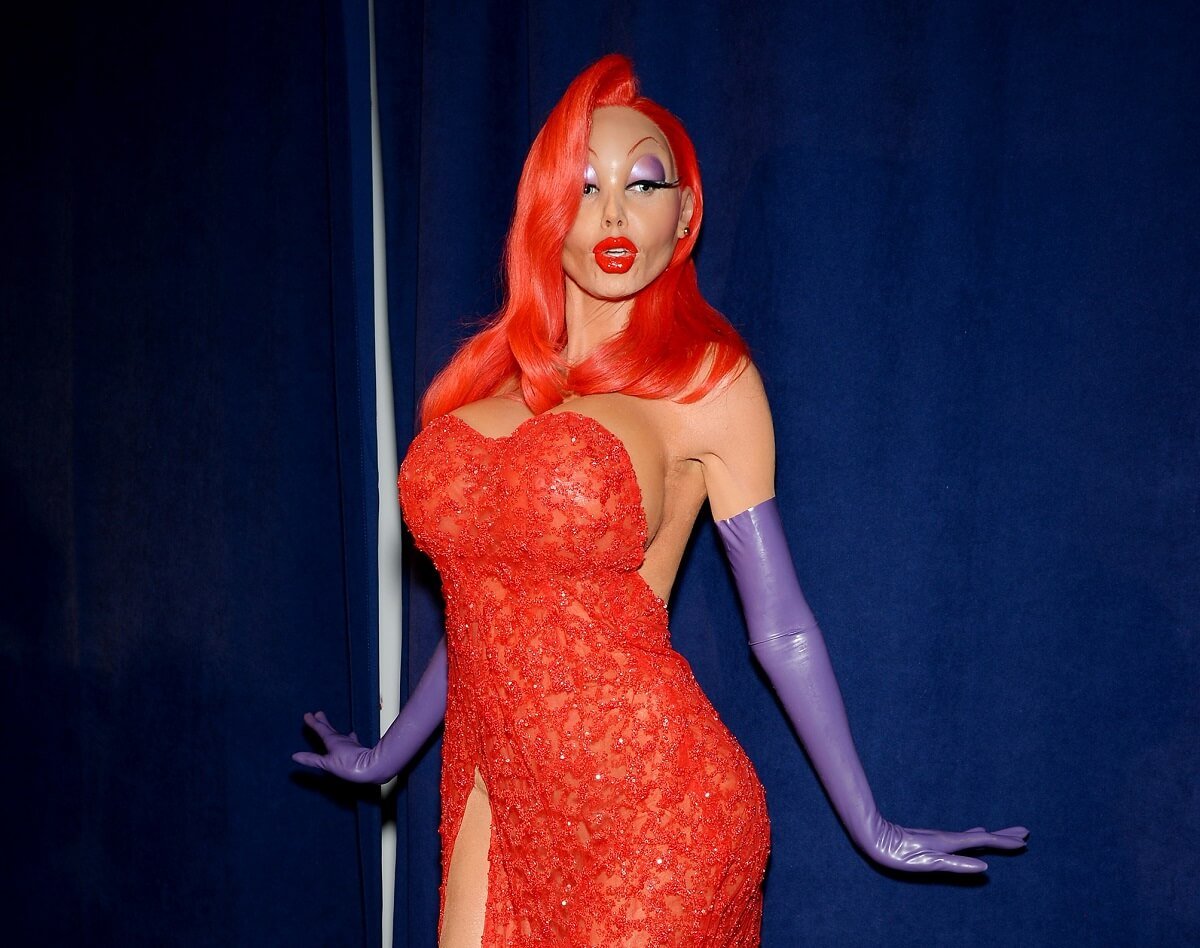 Heidi Klum dressed as Jessica Rabbit at her annual Halloween Party in New York City