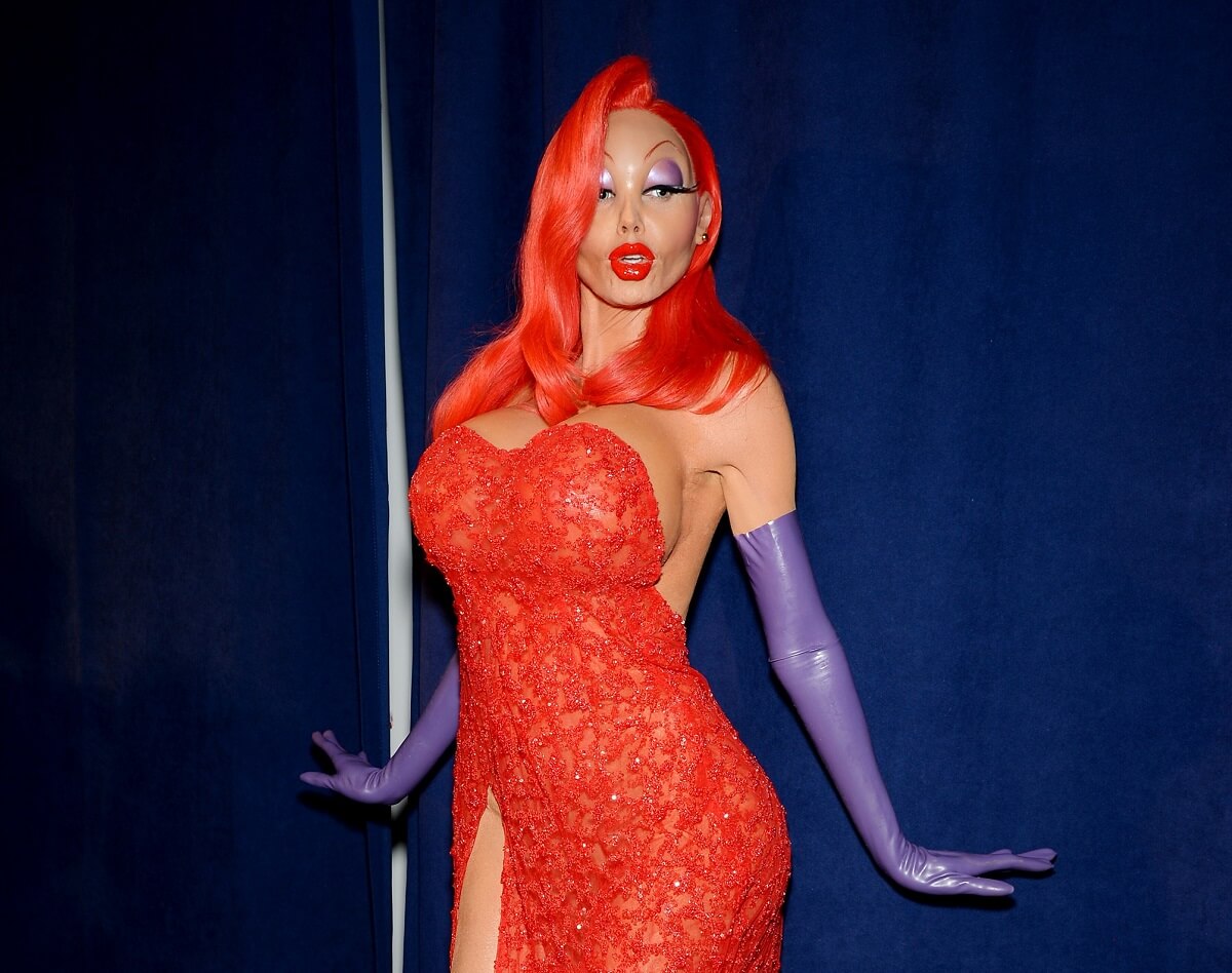 Heidi Klum dressed as Jessica Rabbit at her annual Halloween Party in New York City