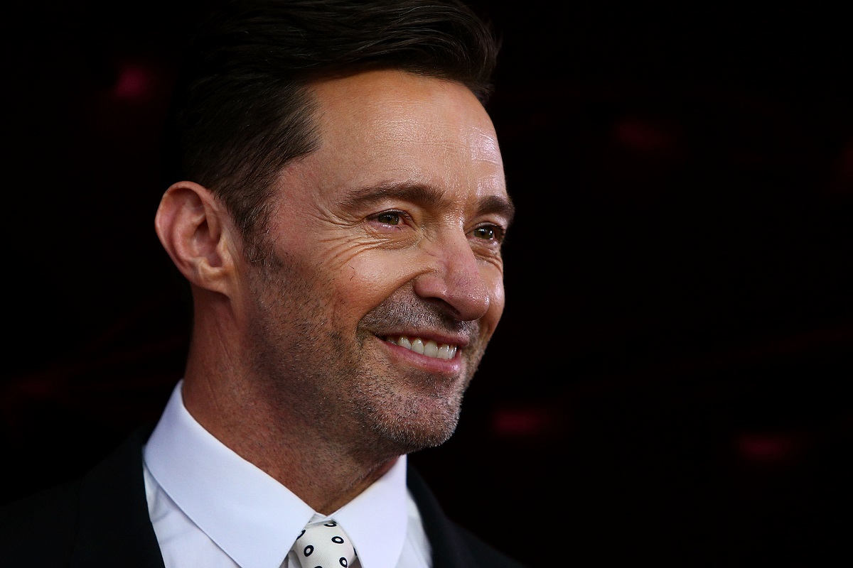 Hugh Jackman at the Australian premiere of 'The Greatest Showman' while wearing a suit.