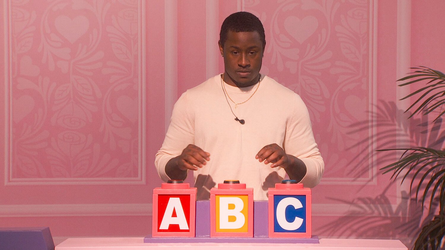 Jared Fields in front of ABC blocks in 'Big Brother' 25