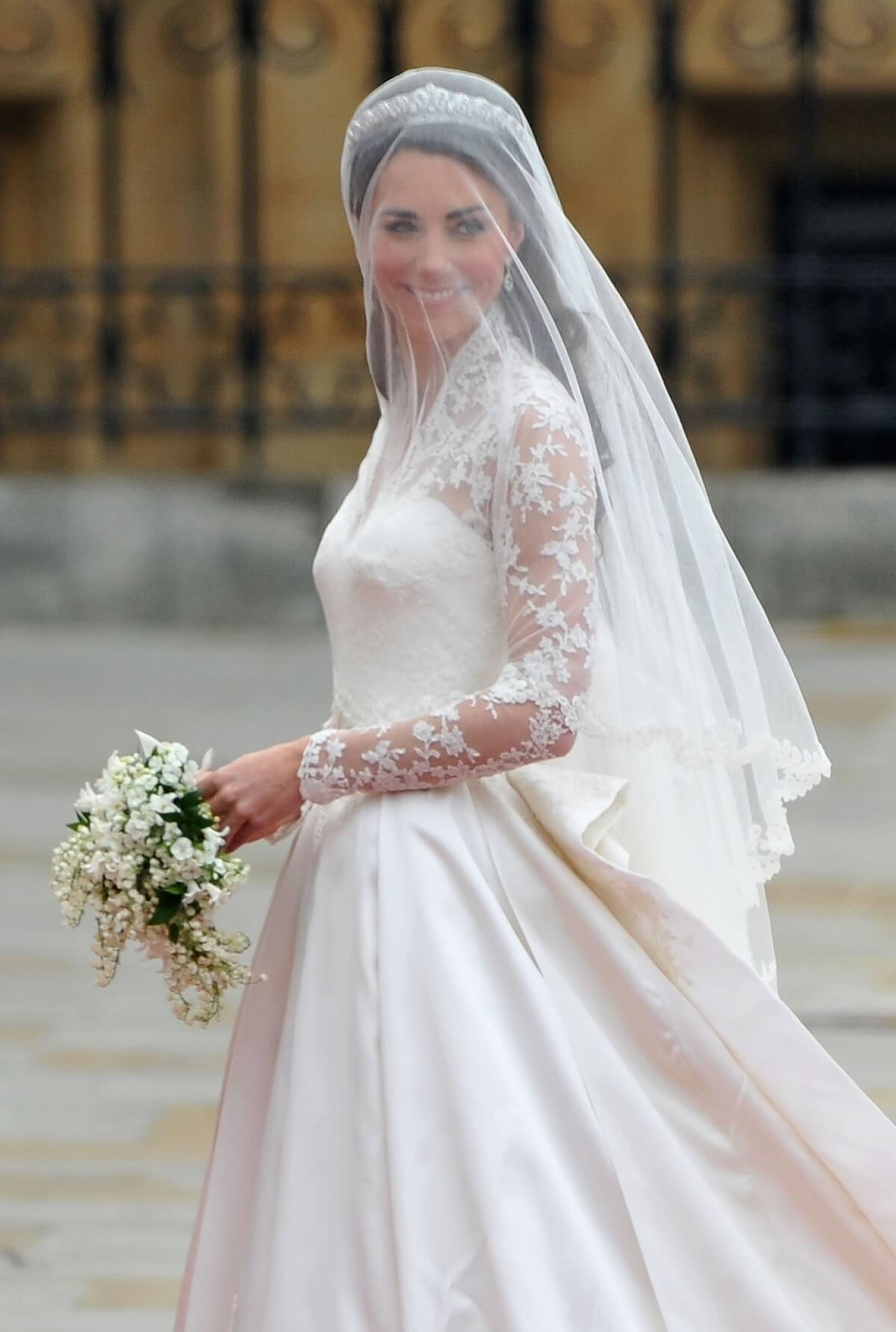 Kate Middleton as she arrives at Westminster Abbey for her wedding to Prince William