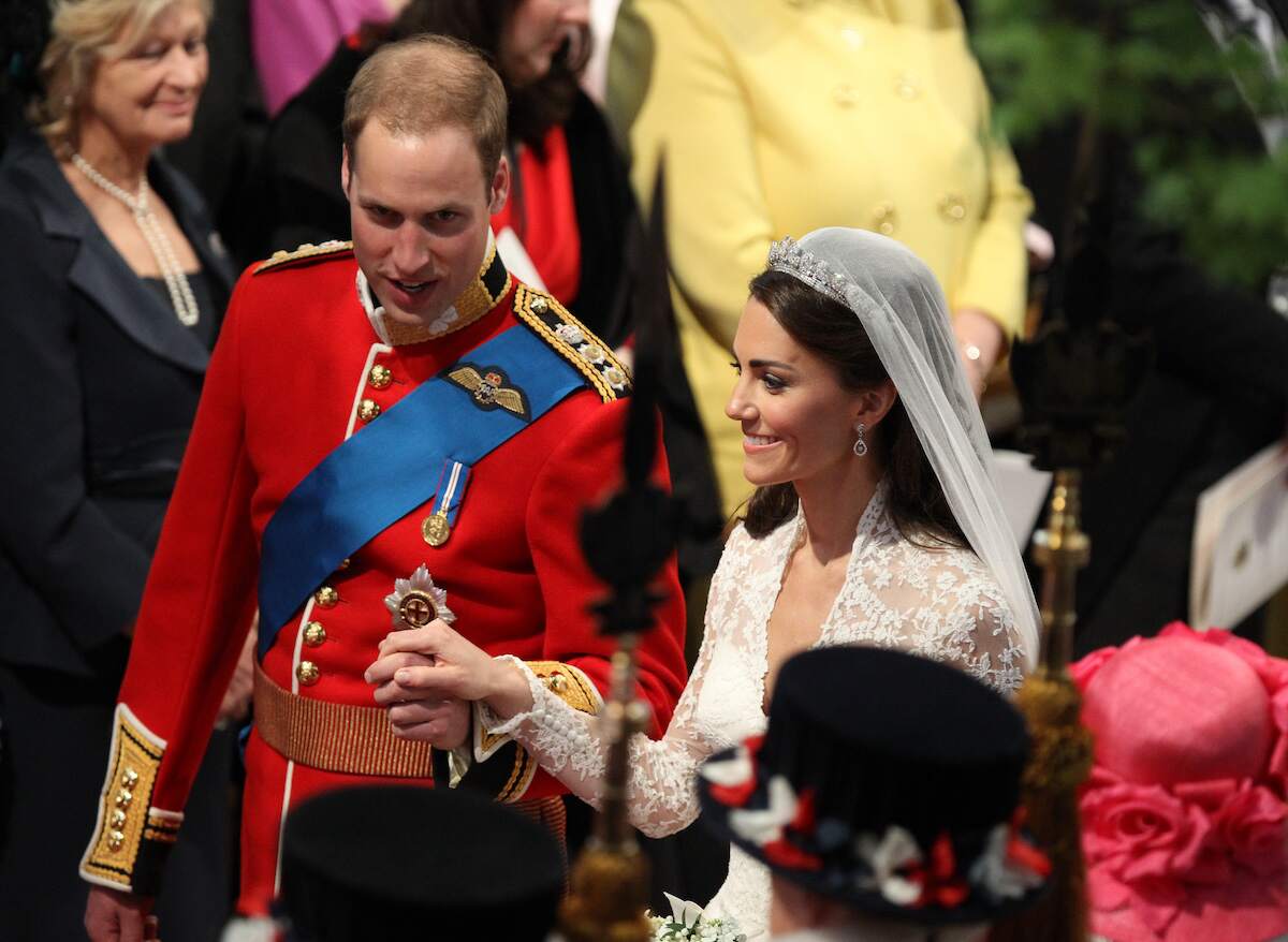 Prince William, Duke of Cambridge and Catherine, Duchess of Cambridge leave Westminster Abbey following their marriage ceremony in 2011