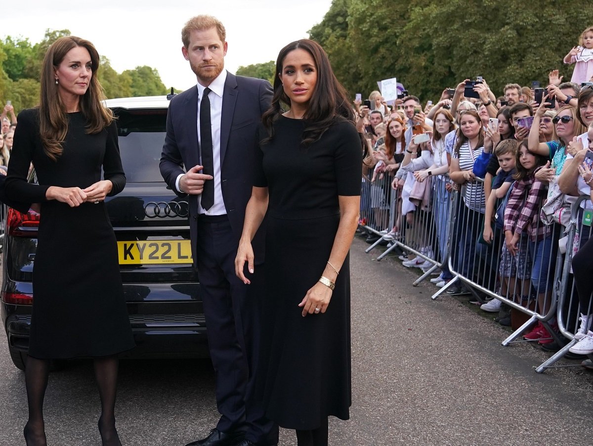 Kate Middleton, who will fight Prince Harry and Meghan Markle 'the only way she can,' meet members of the public on the long Walk at Windsor Castle
