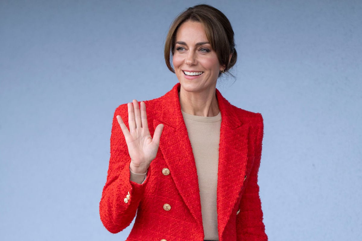 Kate Middleton, who wore a Zara blazer showcasing her Princess of Wales style, waves