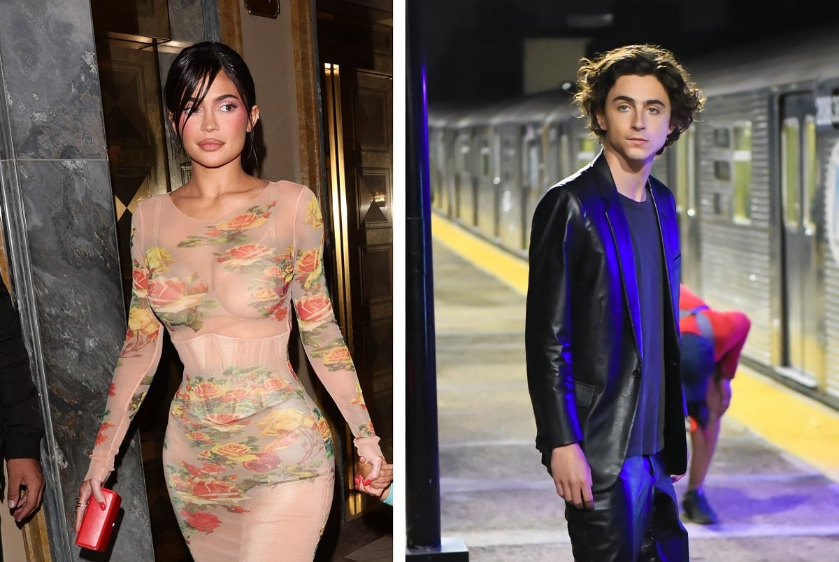 (L) Kylie Jenner, who and psychic and body language expert says 'lacks passion' with Timothee Chalamet, (L) Timothee Chalamet seen at a 'Chanel Bleu' commercial set