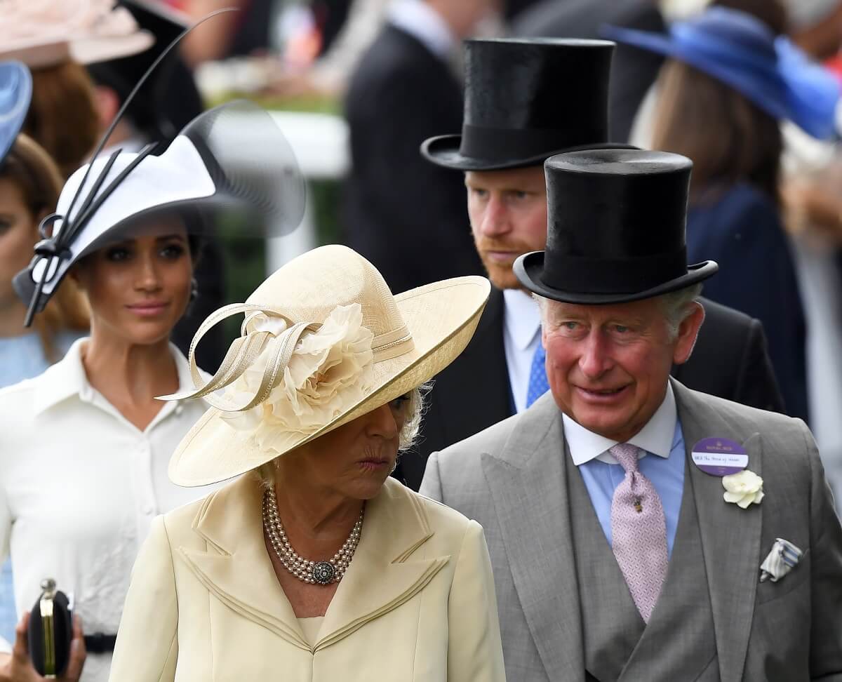 Meghan Markle, Prince Harry, (Now) King Charles III, and Camilla Parker Bowles attend 2018 Royal Ascot