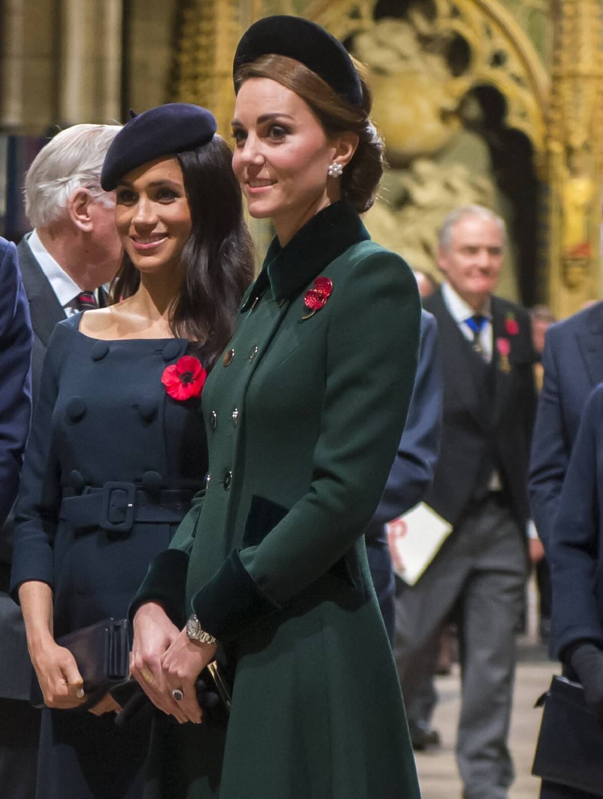 Meghan Markle and Kate Middleton attend a service marking the centenary of WW1 armistice at Westminster Abbey in 2018