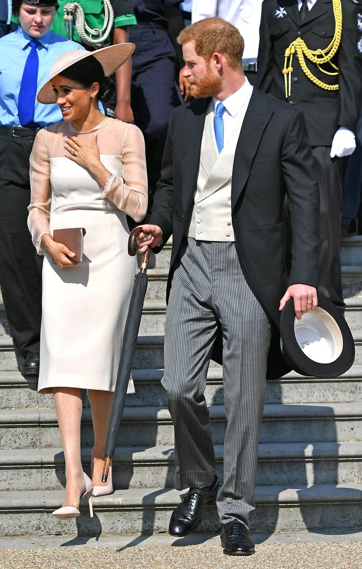 Meghan Markle and Prince Harry attend then-Prince Charles' 70th Birthday Garden Party at Buckingham Palace