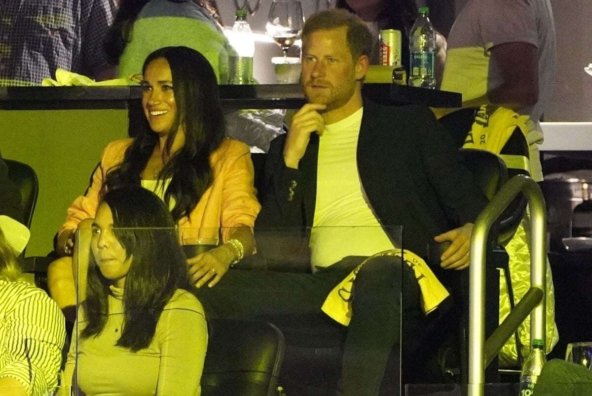 Meghan Markle and Prince Harry in attendance during a Los Angeles Lakers playoff game