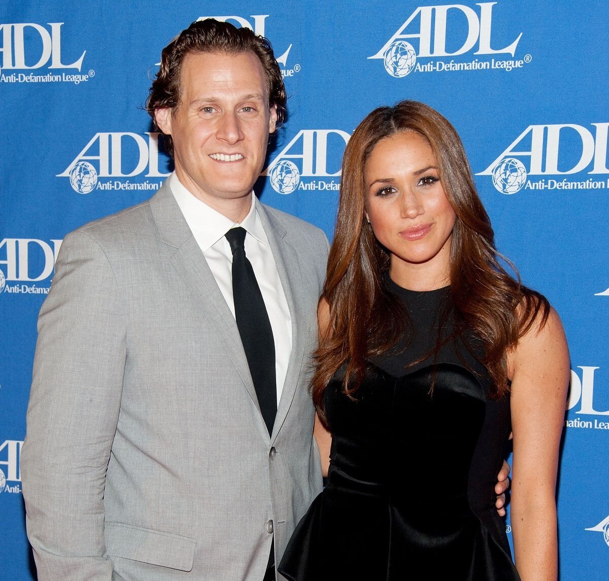 Meghan Markle and her ex-husband, Trevor Engelson, on the red carpet at the Anti-Defamation League Entertainment Industry Awards Dinner