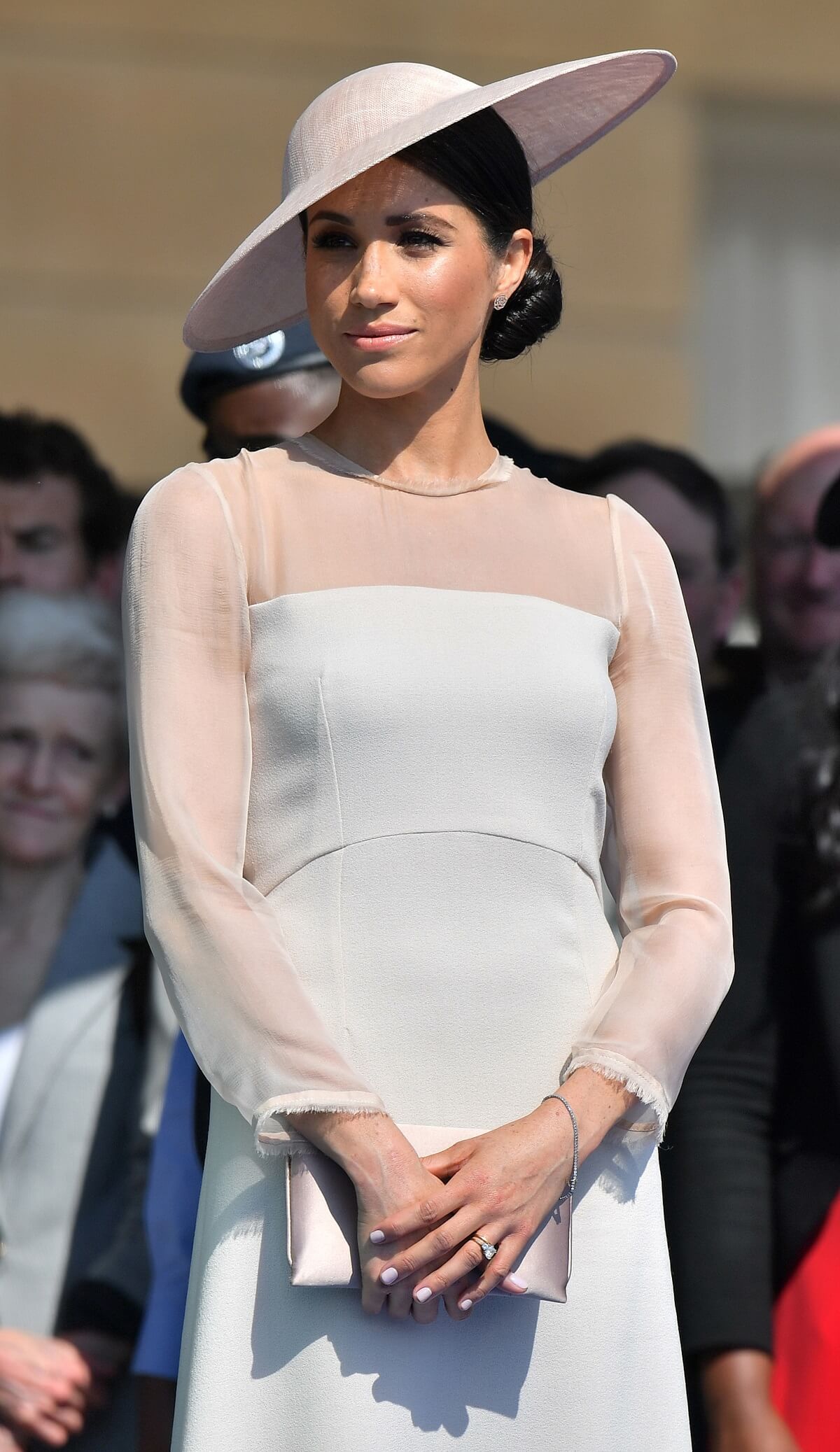 Meghan Markle photographed at then-Prince Charles' 70th Birthday Garden Party