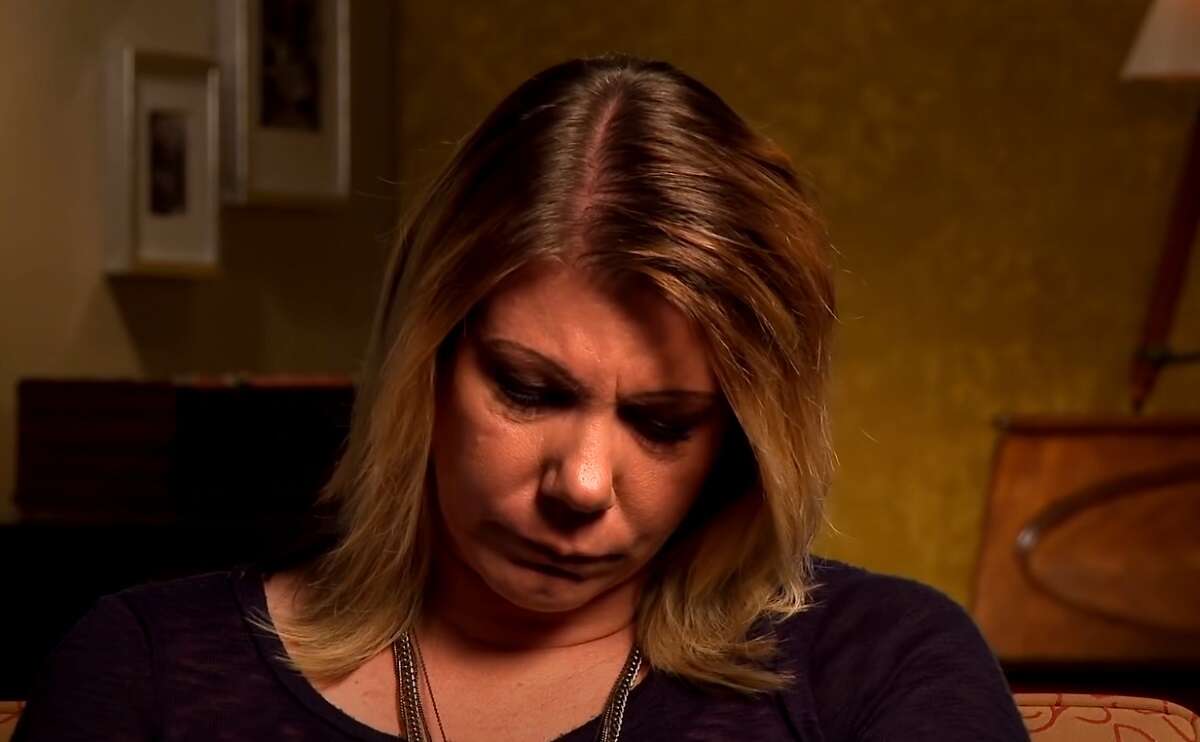 Meri Brown looks down while crying during a confessional for 'Sister Wives'