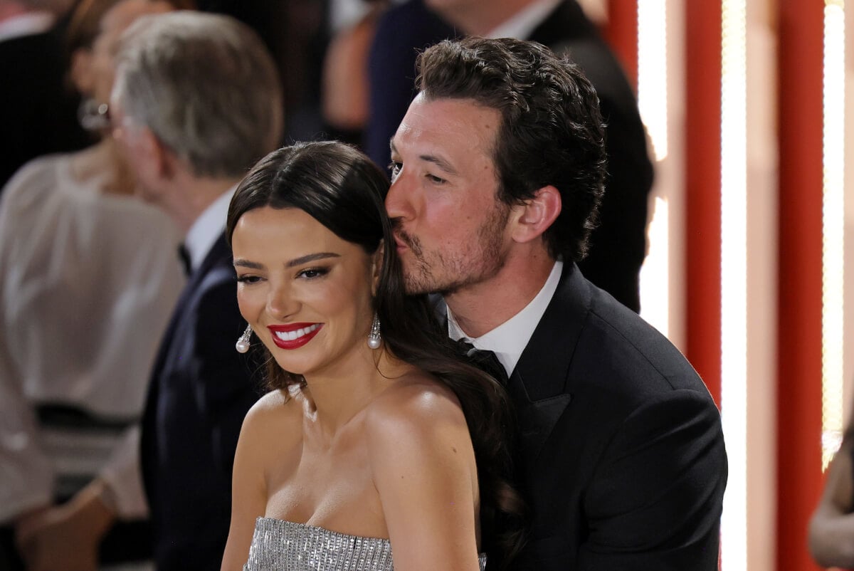Keleigh Sperry and Miles Teller attend the 95th Annual Academy Awards on March 12, 2023 in Hollywood, California