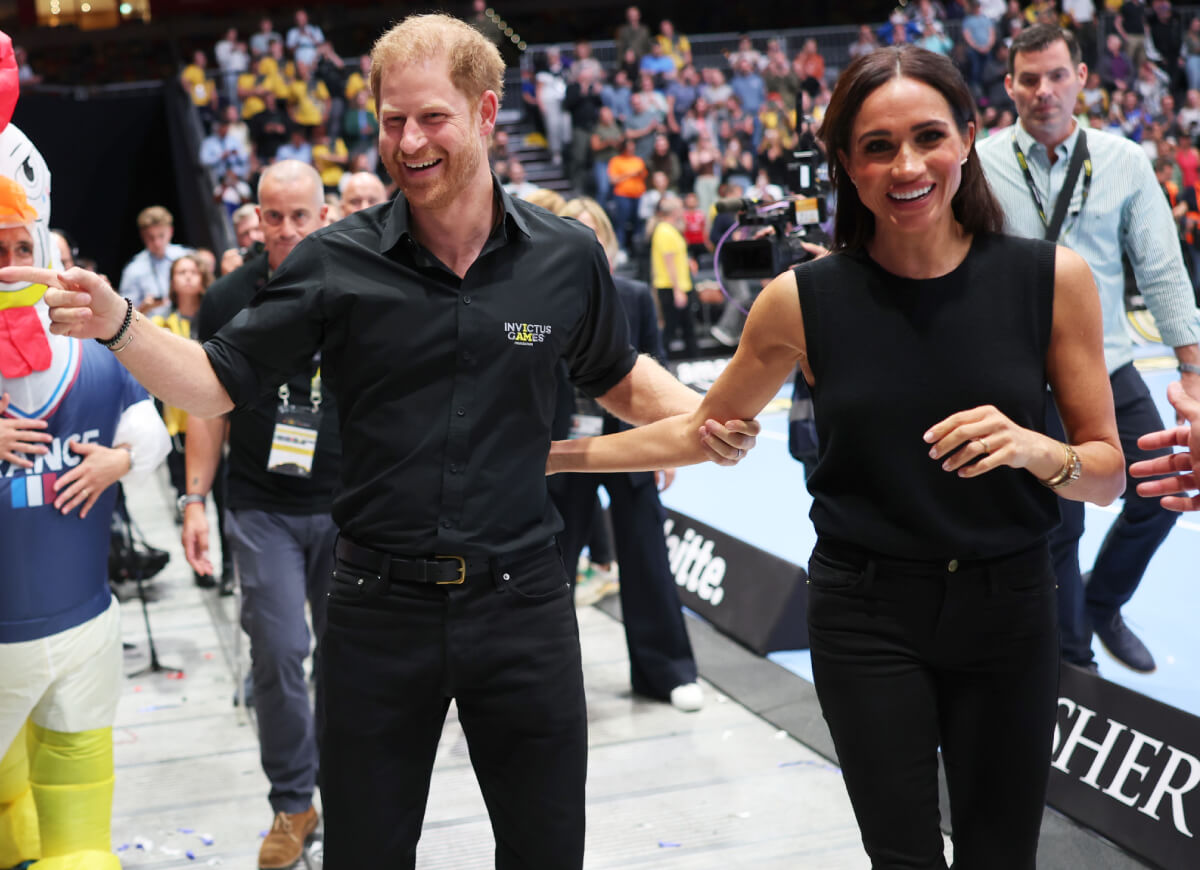 Prince Harry, Duke of Sussex and Meghan, Duchess of Sussex arrive at the Wheelchair Basketball Finals between USA and France at Centre Court, Merkus Spiel-Arena during day four of the Invictus Games Düsseldorf 2023 on September 13, 2023 in Duesseldorf, Germany