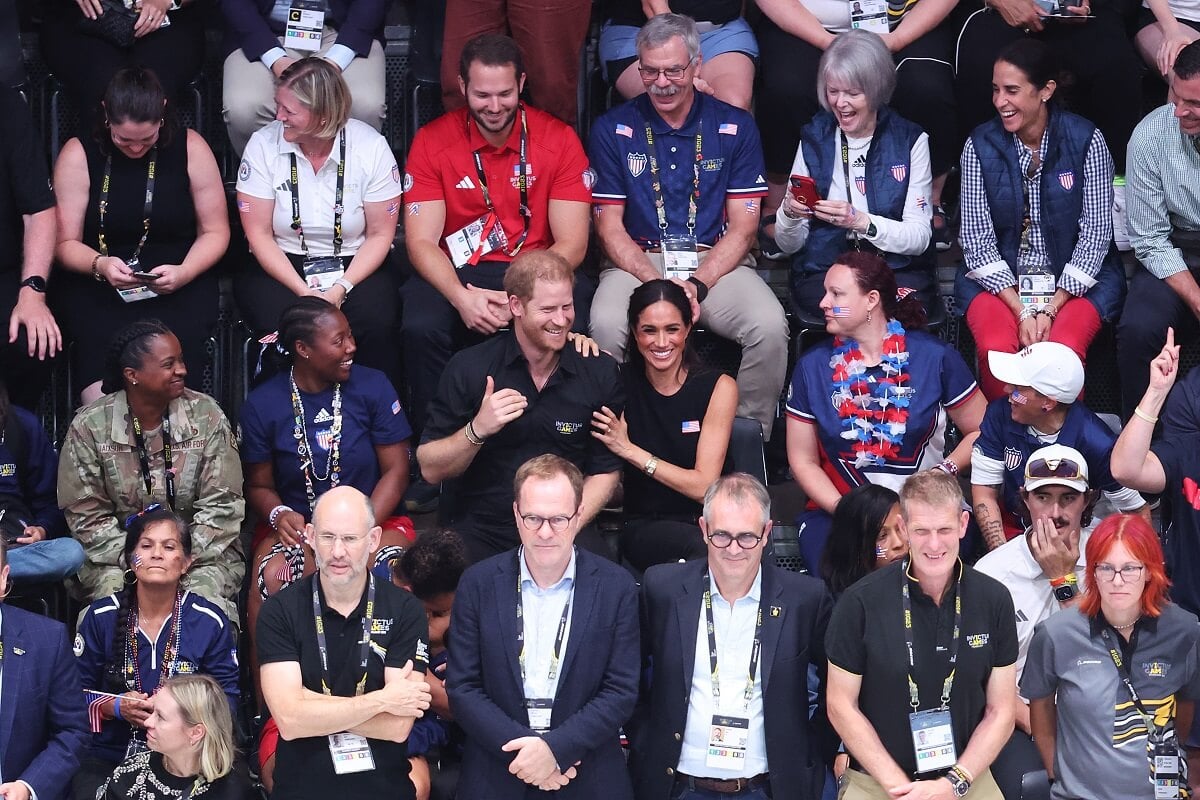 Prince Harry and Meghan Markle in the stands at the gold medal wheelchair basketball match during Day 4 of the Invictus Games