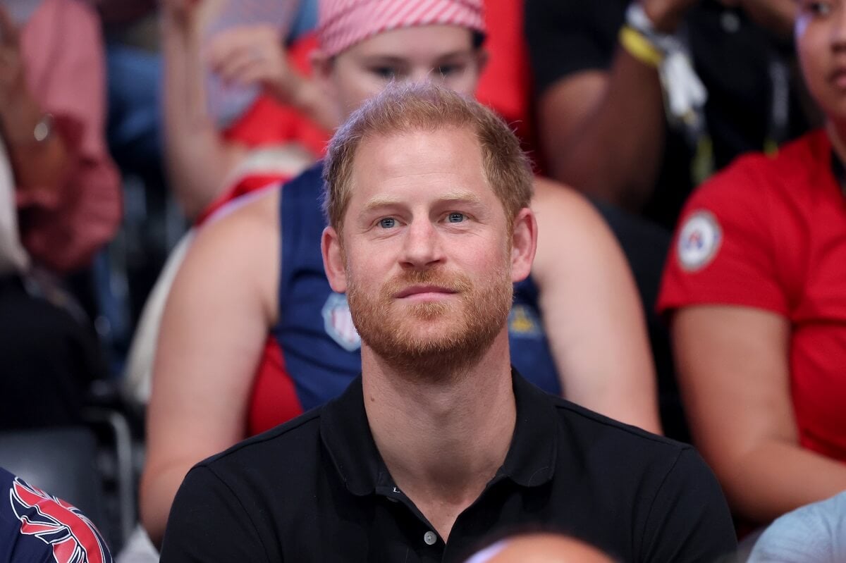 Prince Harry watches the Wheelchair Basketball match between Team Ukraine and Team Great Britain during Day 3 of the Invictus Games Düsseldorf