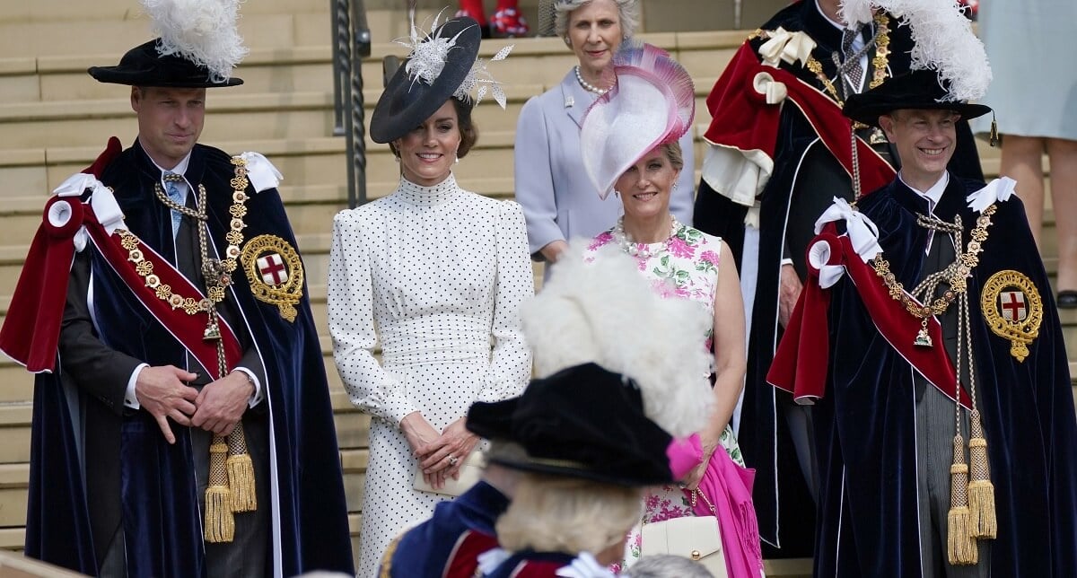 Prince William, Kate Middleton, Sophie, and Prince Edward following Order of the Garter at Windsor Castle