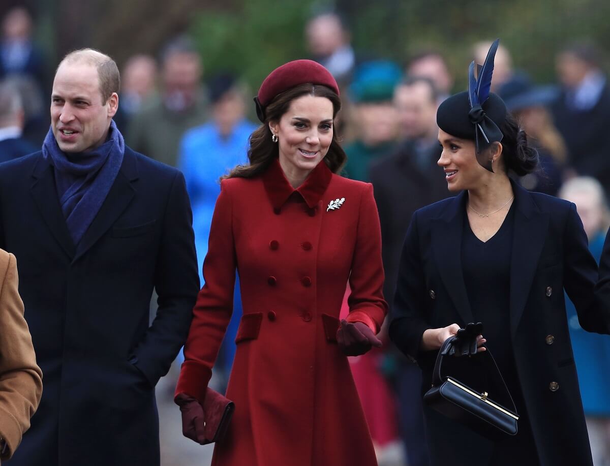 Prince William, Kate Middleton, and Meghan Markle arrive to attend Christmas Day Church service