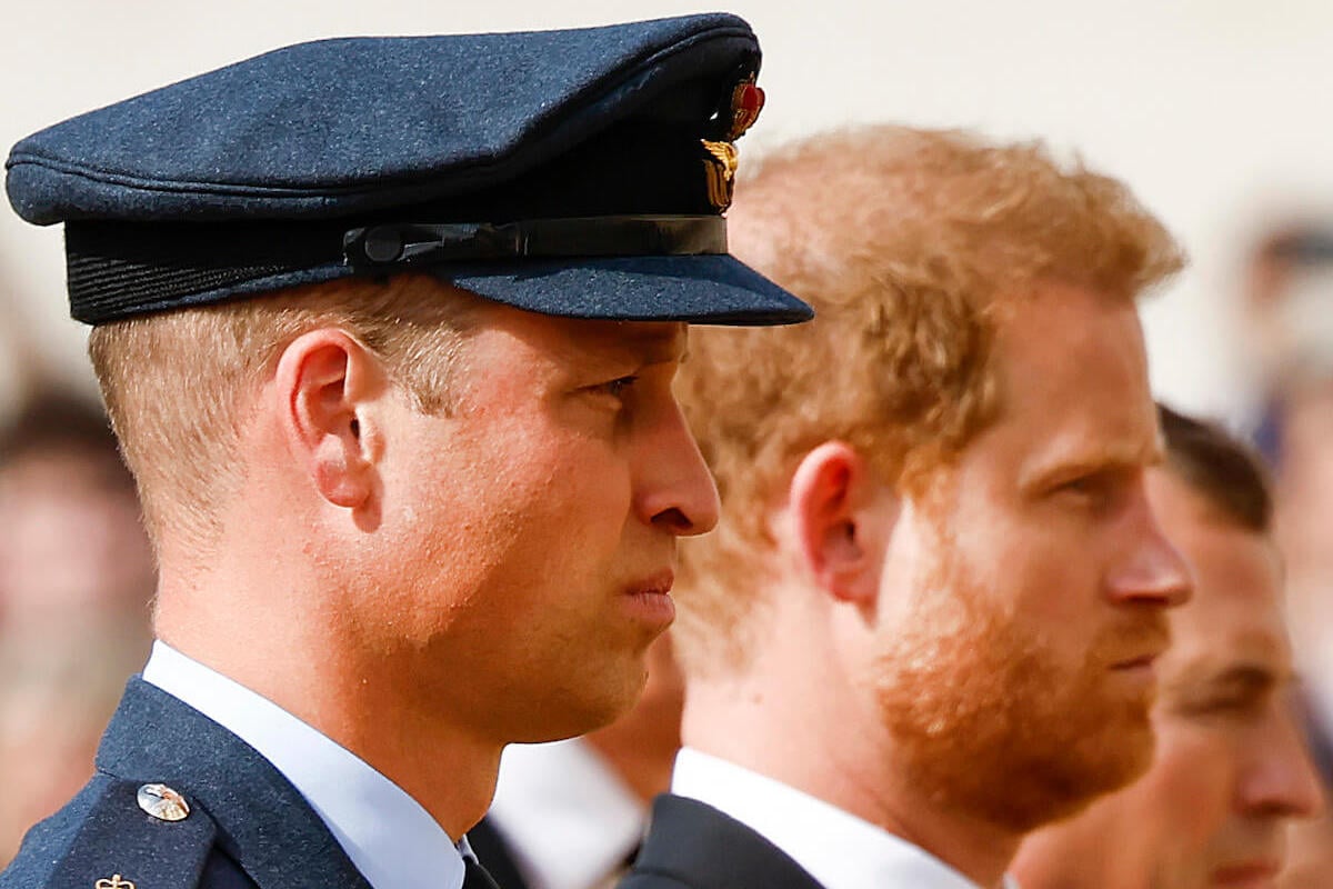 Prince William and Prince Harry, who are in 'danger' of setting a precident that they don't see each other when they're nearby, per an expert, look on