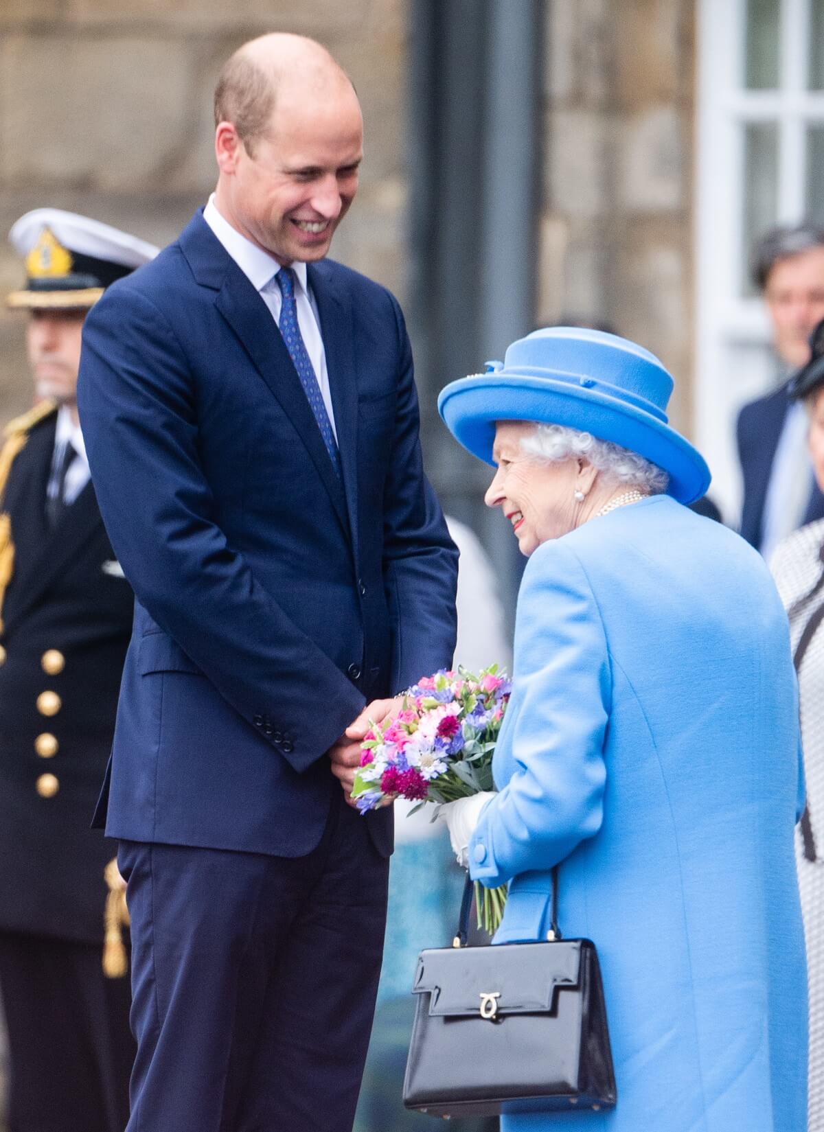 Queen Elizabeth II and Prince William attend The Ceremony of the Keys at The Palace Of Holyroodhouse in Scotland