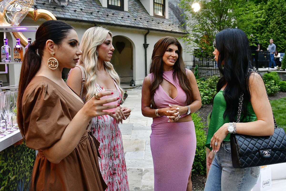 Jennifer Aydin, Danielle Cabral, Teresa Giudice and Rachel Fuda stand together at an event during season 13 of 'The Real Housewives of New Jersey'