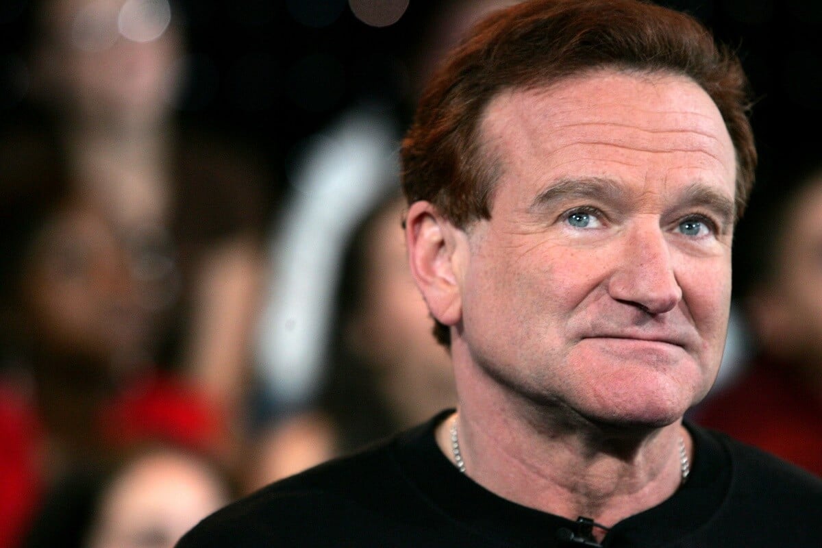 Robin Williams appearing onstage during MTV's Total Request Live.
