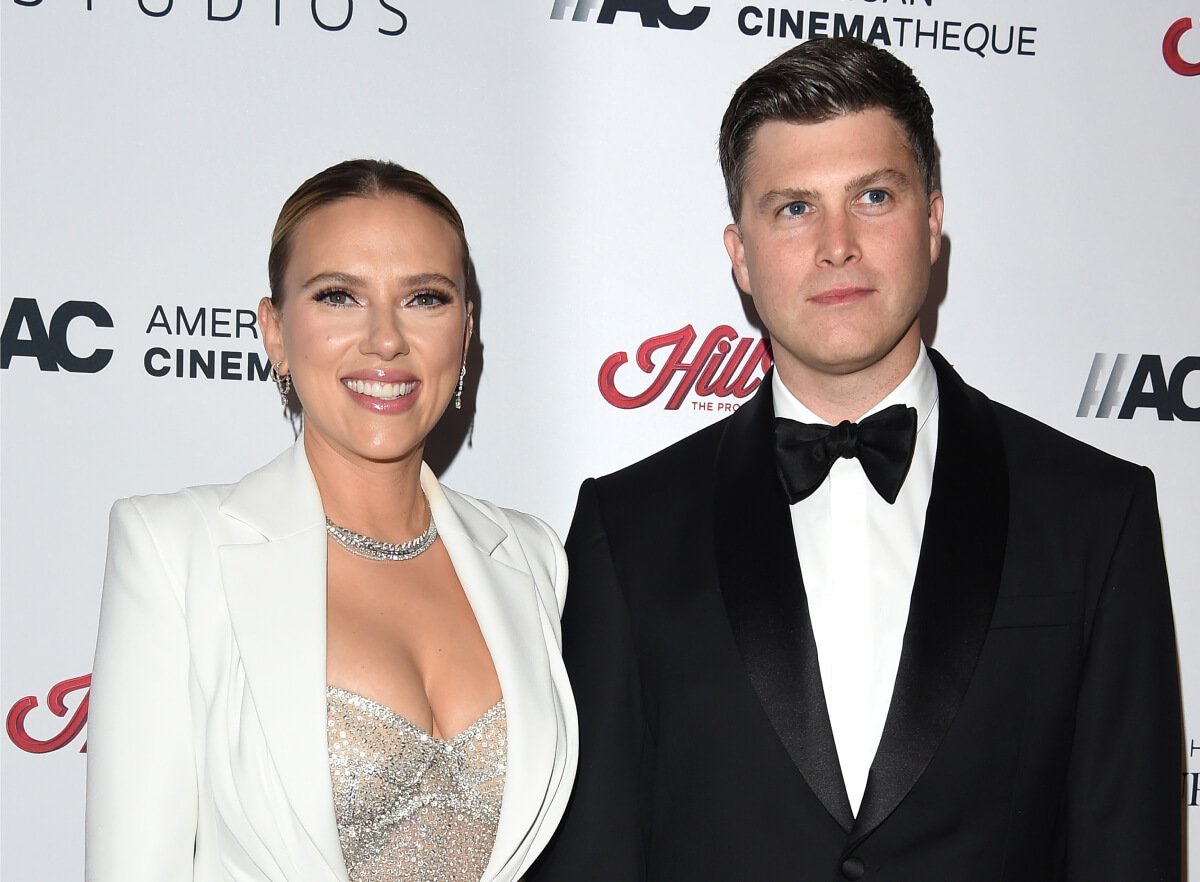Scarlett Johansson and Colin Jost, who welcomed Cosmo Jost in 2021, attend the 35th Annual American Cinematheque Awards Honoring Scarlett Johansson at The Beverly Hilton on November 18, 2021 in Beverly Hills