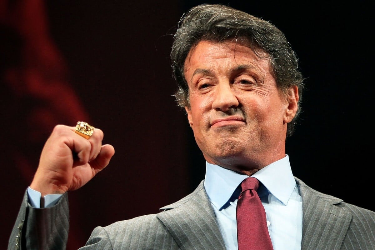 Sylvester Stallone attending 'The Expendables' premiere in a suit.