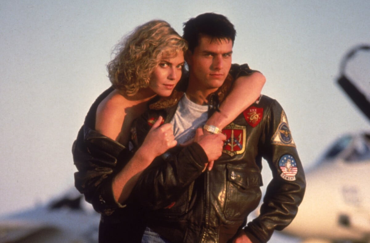 Kelly McGillis as Charlotte "Charlie" Blackwood and Tom Cruise as Lt. Pete "Maverick" Mitchell in Top Gun