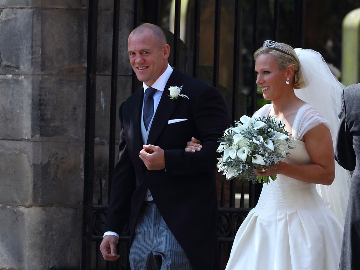 Zara and Mike Tindall after their wedding at Canongate Kirk in Edinburgh, Scotland