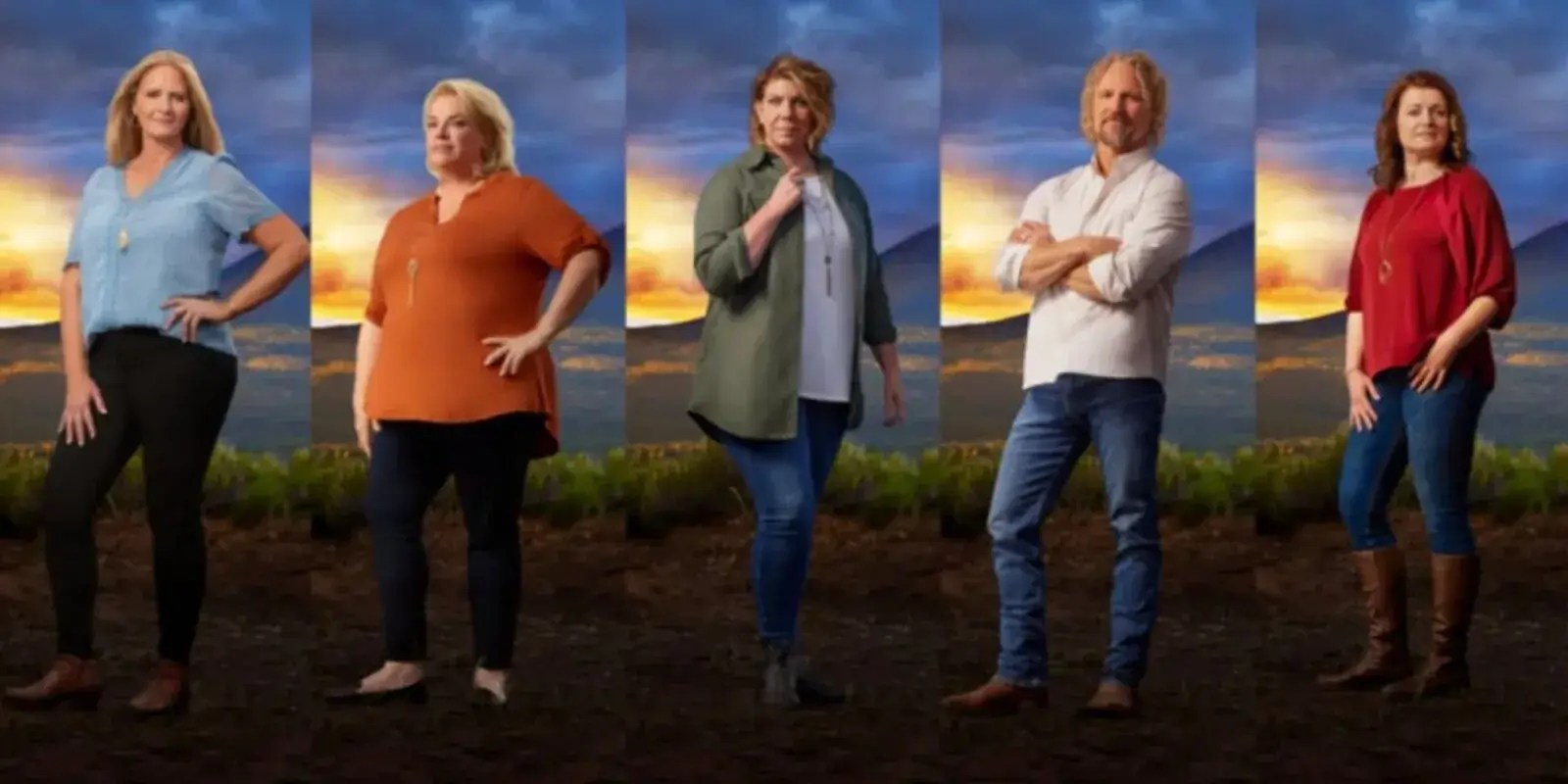 Christine, Janelle, Meri, Kody, and Robyn Brown pose for promotional photos for season 18 of 'Sister Wives', the series' tell-all episodes will air in November and December.