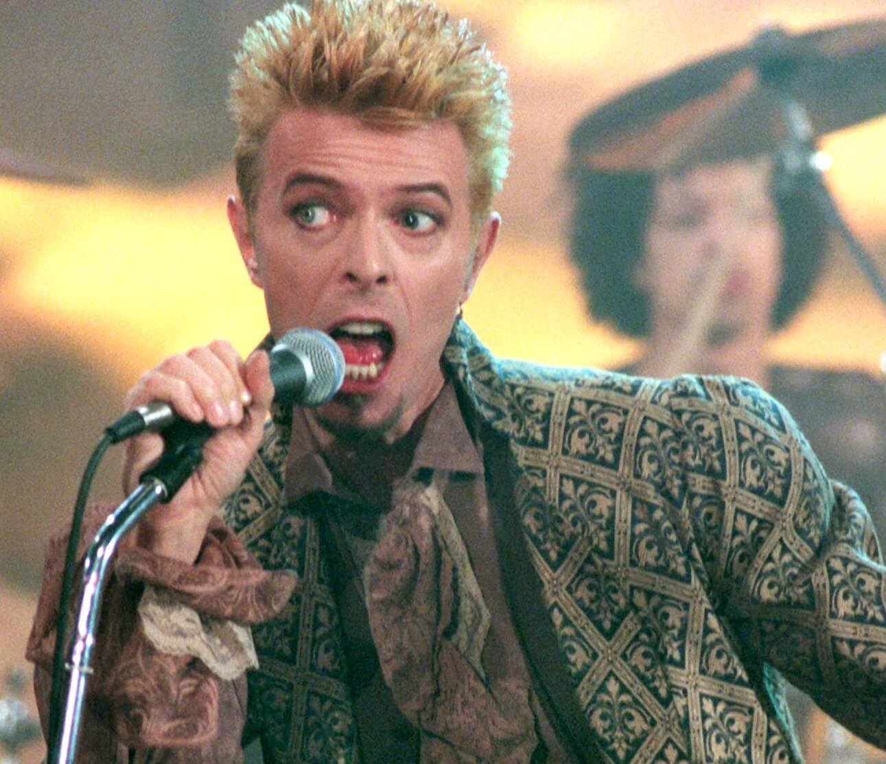 "Let's Dance" singer David Bowie at the mic