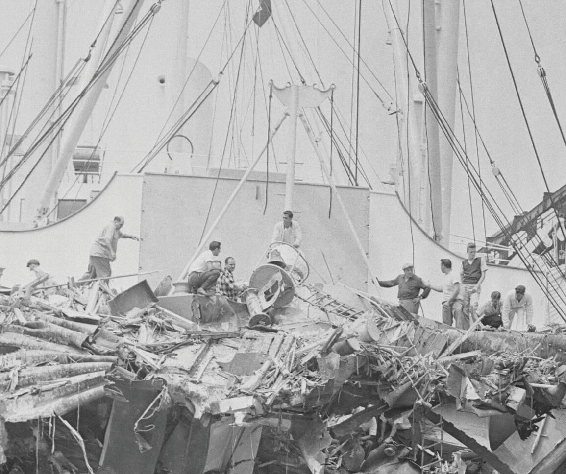The damaged ship 'Stockholm'