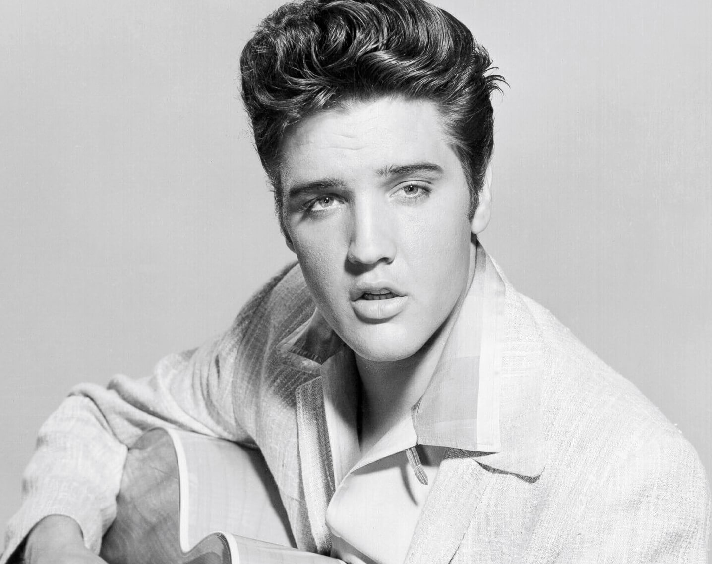 "Suspicious Minds" singer Elvis Presley in black-and-white