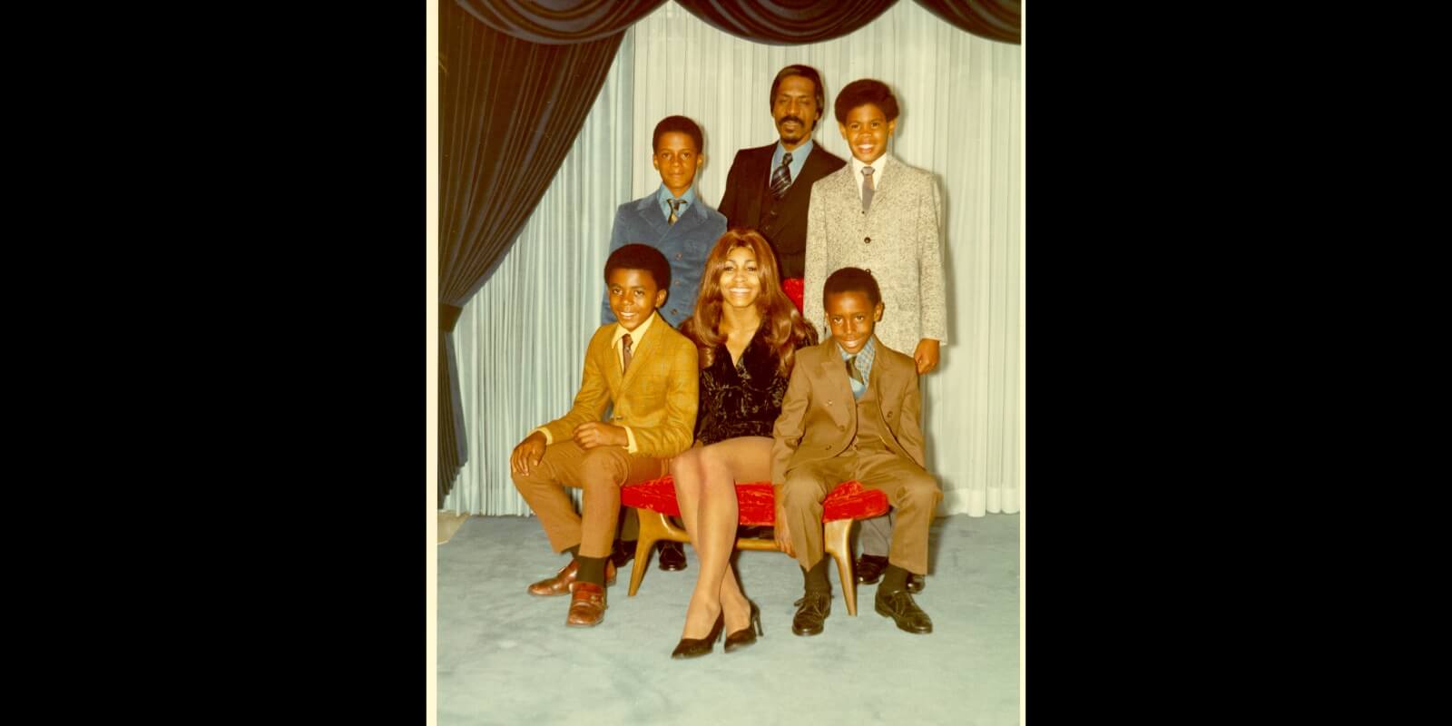 Ike and Tina Turner with their sons Ike Jr., Ronnie, Craig, and Michael.