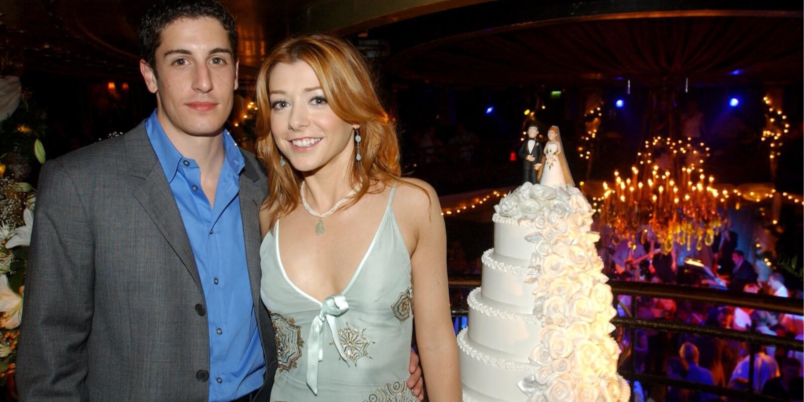 Jason Biggs and Alyson Hannigan promote the third film in the 'American Pie' film series, 'American Wedding.'