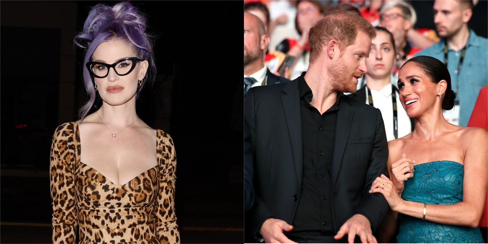 Kelly Osbourne in a side-by-side photograph with Prince Harry and Meghan Markle.
